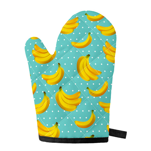 Polka Dot Banana Pattern Print Single Oven Mitt