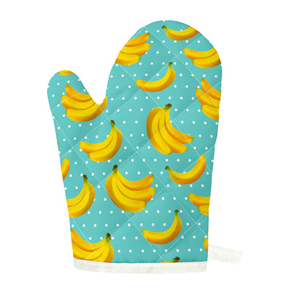 Polka Dot Banana Pattern Print Single Oven Mitt