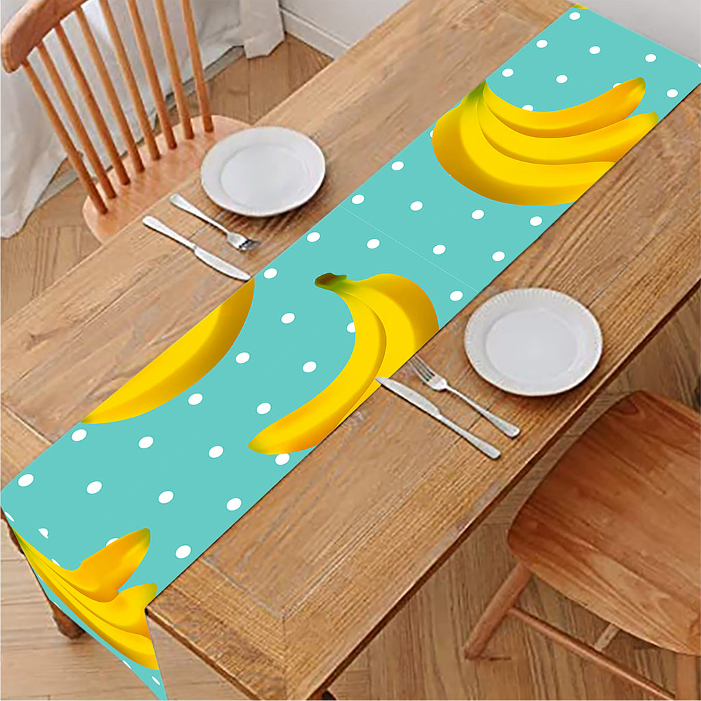 Polka Dot Banana Pattern Print Table Runner