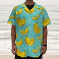 Polka Dot Banana Pattern Print Textured Short Sleeve Shirt