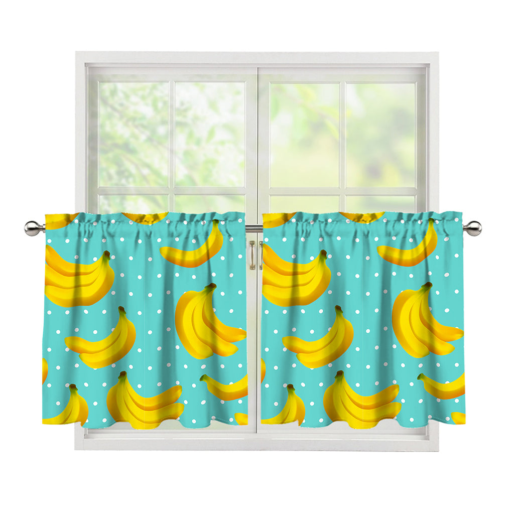 Polka Dot Banana Pattern Print Tier Curtains