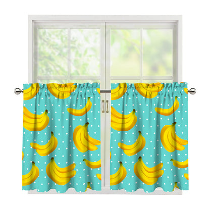 Polka Dot Banana Pattern Print Tier Curtains