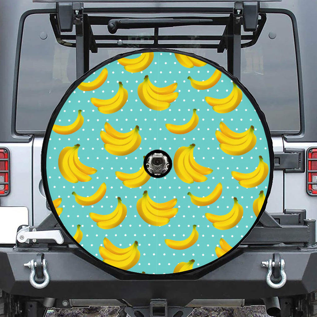 Polka Dot Banana Pattern Print Tire Cover With Camera Hole