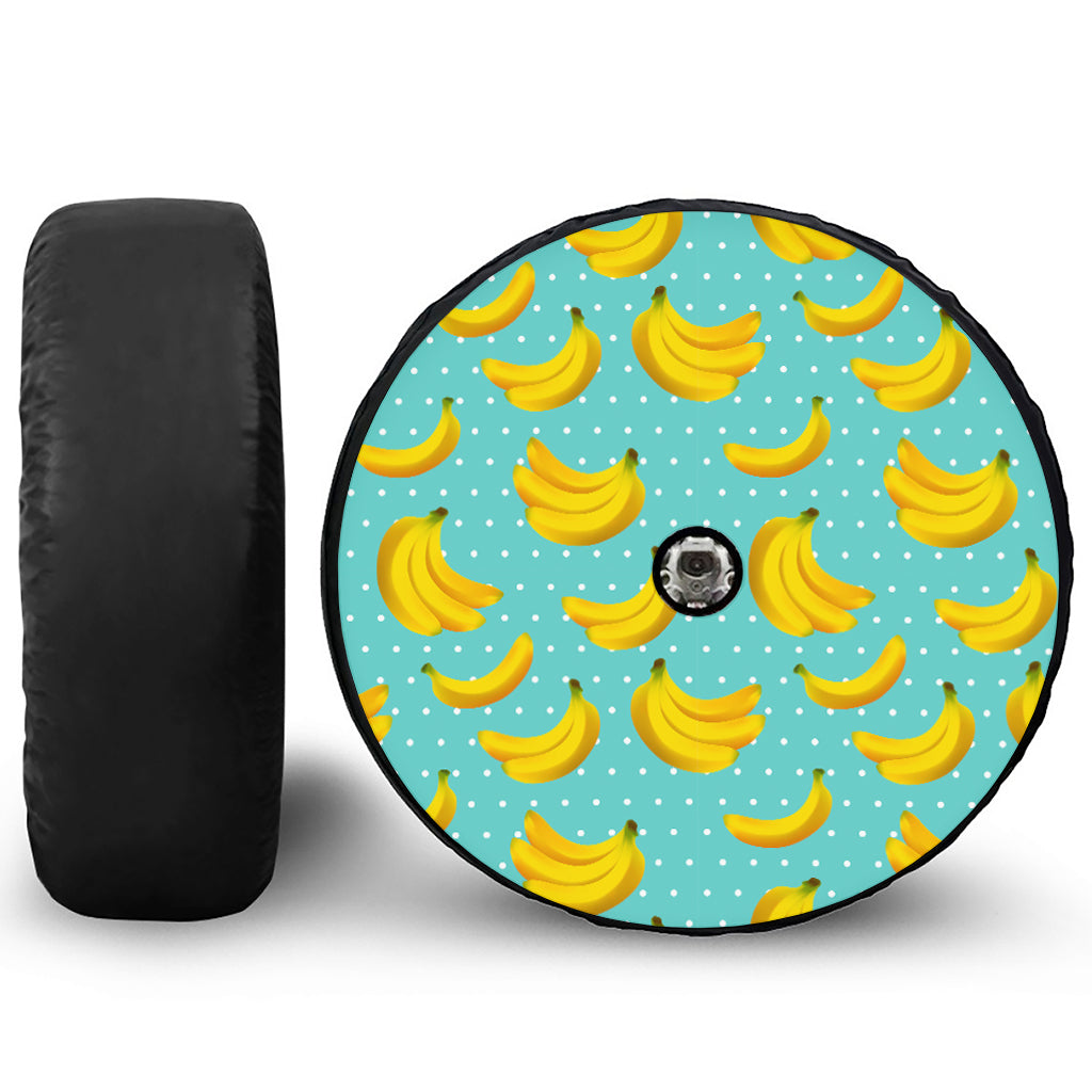 Polka Dot Banana Pattern Print Tire Cover With Camera Hole