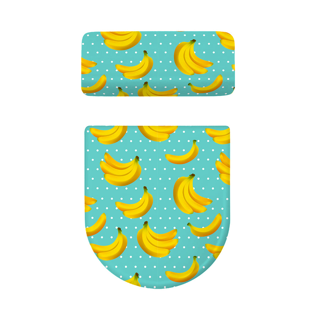 Polka Dot Banana Pattern Print Toilet Lid And Tank Cover Set