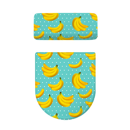 Polka Dot Banana Pattern Print Toilet Lid And Tank Cover Set