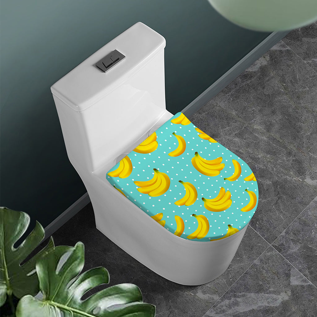Polka Dot Banana Pattern Print Toilet Lid Cover