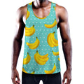 Polka Dot Banana Pattern Print Men's Workout Tank Top