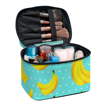 Polka Dot Banana Pattern Print Travel Makeup Bag