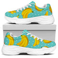 Polka Dot Banana Pattern Print White Chunky Shoes