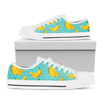 Polka Dot Banana Pattern Print White Low Top Sneakers