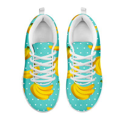 Polka Dot Banana Pattern Print White Running Shoes