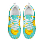 Polka Dot Banana Pattern Print White Running Shoes