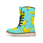 Polka Dot Banana Pattern Print Winter Boots