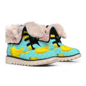 Polka Dot Banana Pattern Print Winter Boots