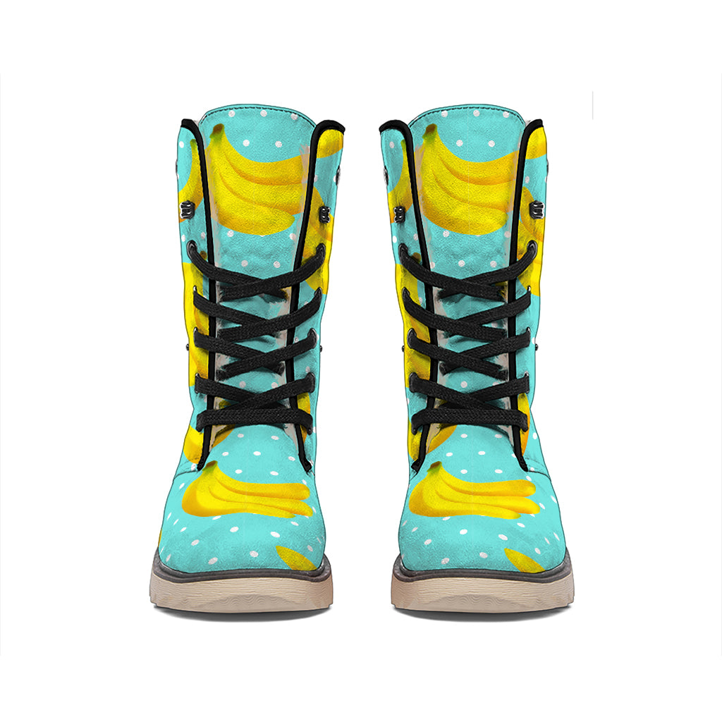 Polka Dot Banana Pattern Print Winter Boots