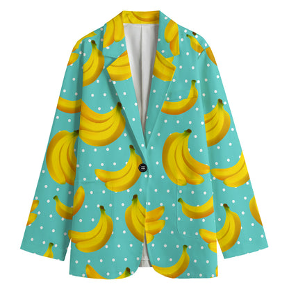 Polka Dot Banana Pattern Print Women's Blazer