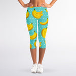 Polka Dot Banana Pattern Print Women's Capri Leggings
