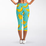 Polka Dot Banana Pattern Print Women's Capri Leggings