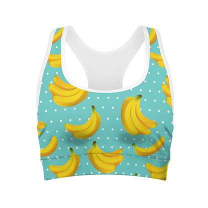 Polka Dot Banana Pattern Print Women's Sports Bra
