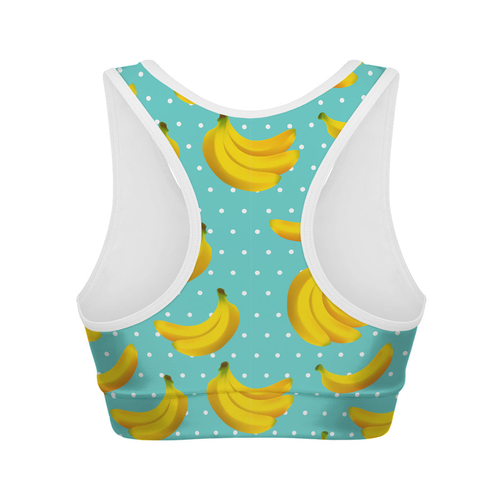 Polka Dot Banana Pattern Print Women's Sports Bra