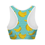 Polka Dot Banana Pattern Print Women's Sports Bra