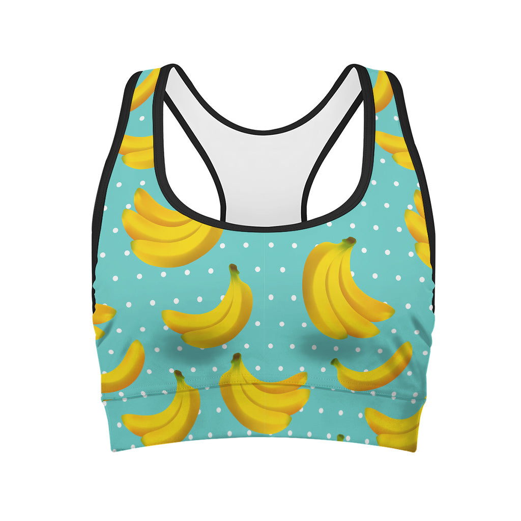 Polka Dot Banana Pattern Print Women's Sports Bra