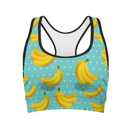 Polka Dot Banana Pattern Print Women's Sports Bra