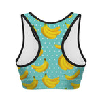Polka Dot Banana Pattern Print Women's Sports Bra