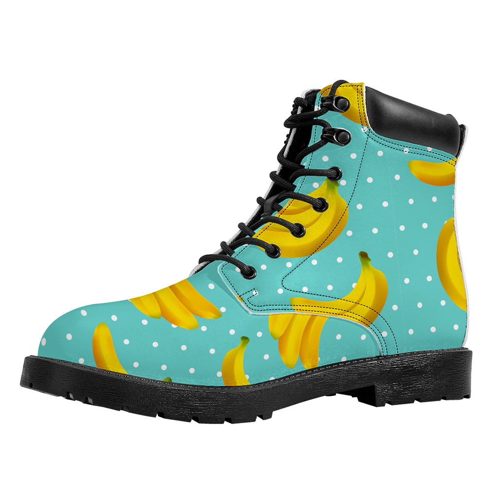 Polka Dot Banana Pattern Print Work Boots