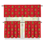 Polka Dot Christmas Tree Pattern Print 3 Piece Kitchen Curtains