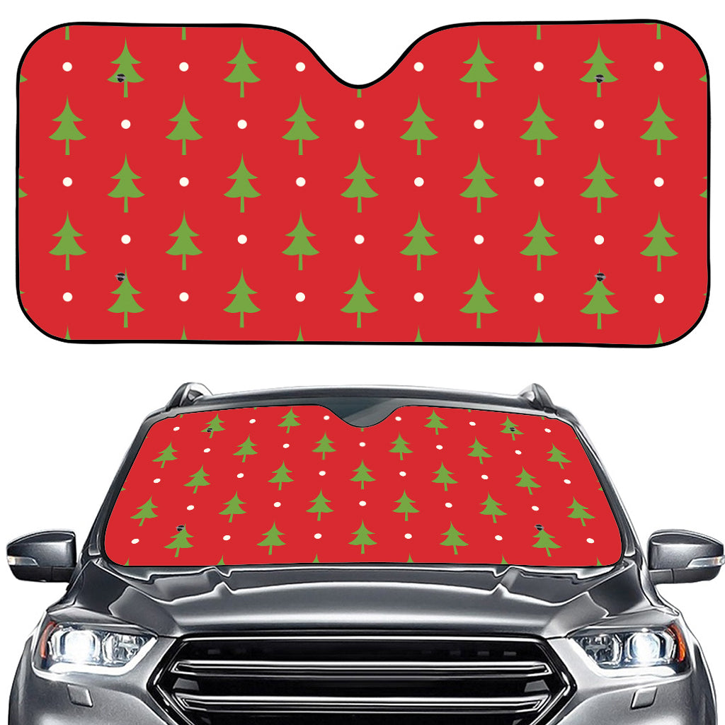 Polka Dot Christmas Tree Pattern Print Car Windshield Sun Shade