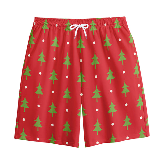 Polka Dot Christmas Tree Pattern Print Cotton Shorts
