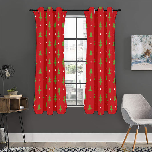 Polka Dot Christmas Tree Pattern Print Curtain