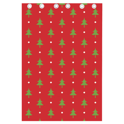 Polka Dot Christmas Tree Pattern Print Curtain