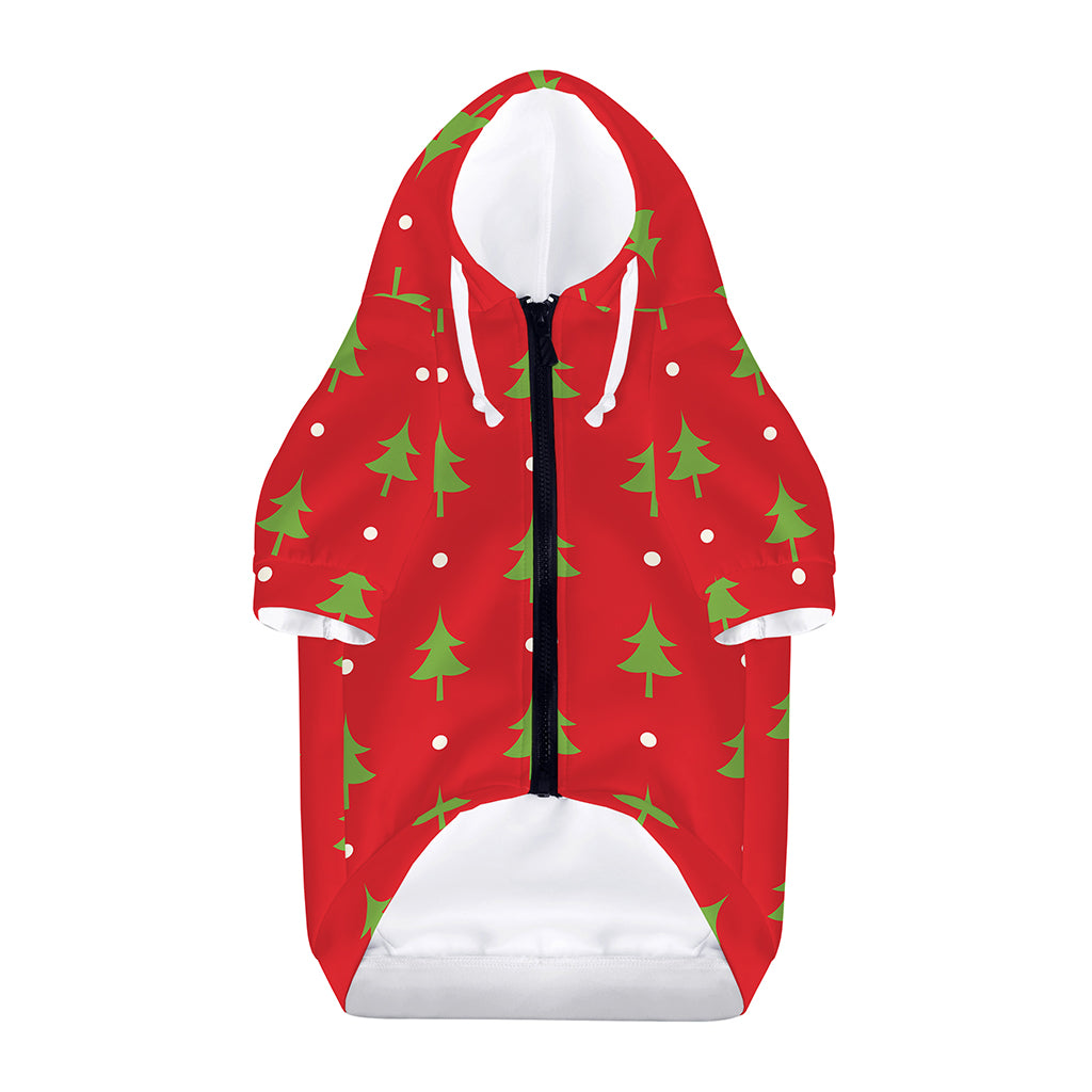 Polka Dot Christmas Tree Pattern Print Dog Zip Up Hoodie