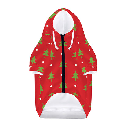 Polka Dot Christmas Tree Pattern Print Dog Zip Up Hoodie