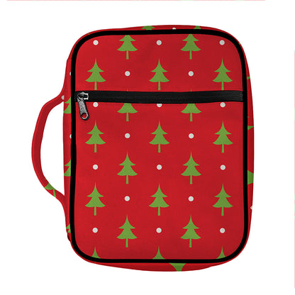 Polka Dot Christmas Tree Pattern Print Front Pocket Bible Bag