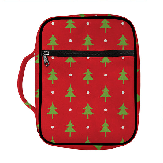 Polka Dot Christmas Tree Pattern Print Front Pocket Bible Bag