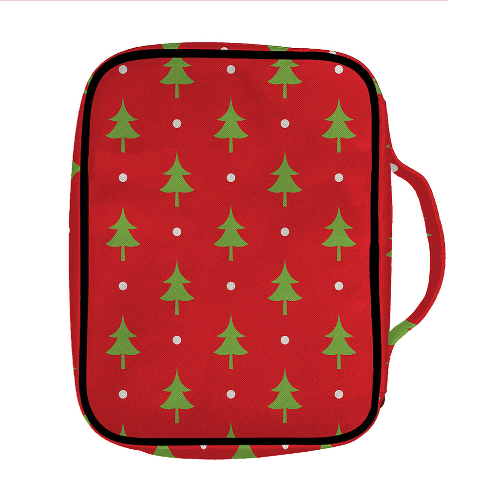 Polka Dot Christmas Tree Pattern Print Front Pocket Bible Bag