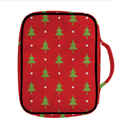 Polka Dot Christmas Tree Pattern Print Front Pocket Bible Bag