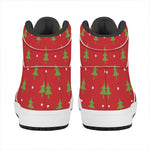 Polka Dot Christmas Tree Pattern Print High Top Leather Sneakers