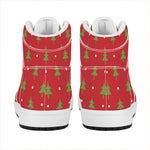 Polka Dot Christmas Tree Pattern Print High Top Leather Sneakers
