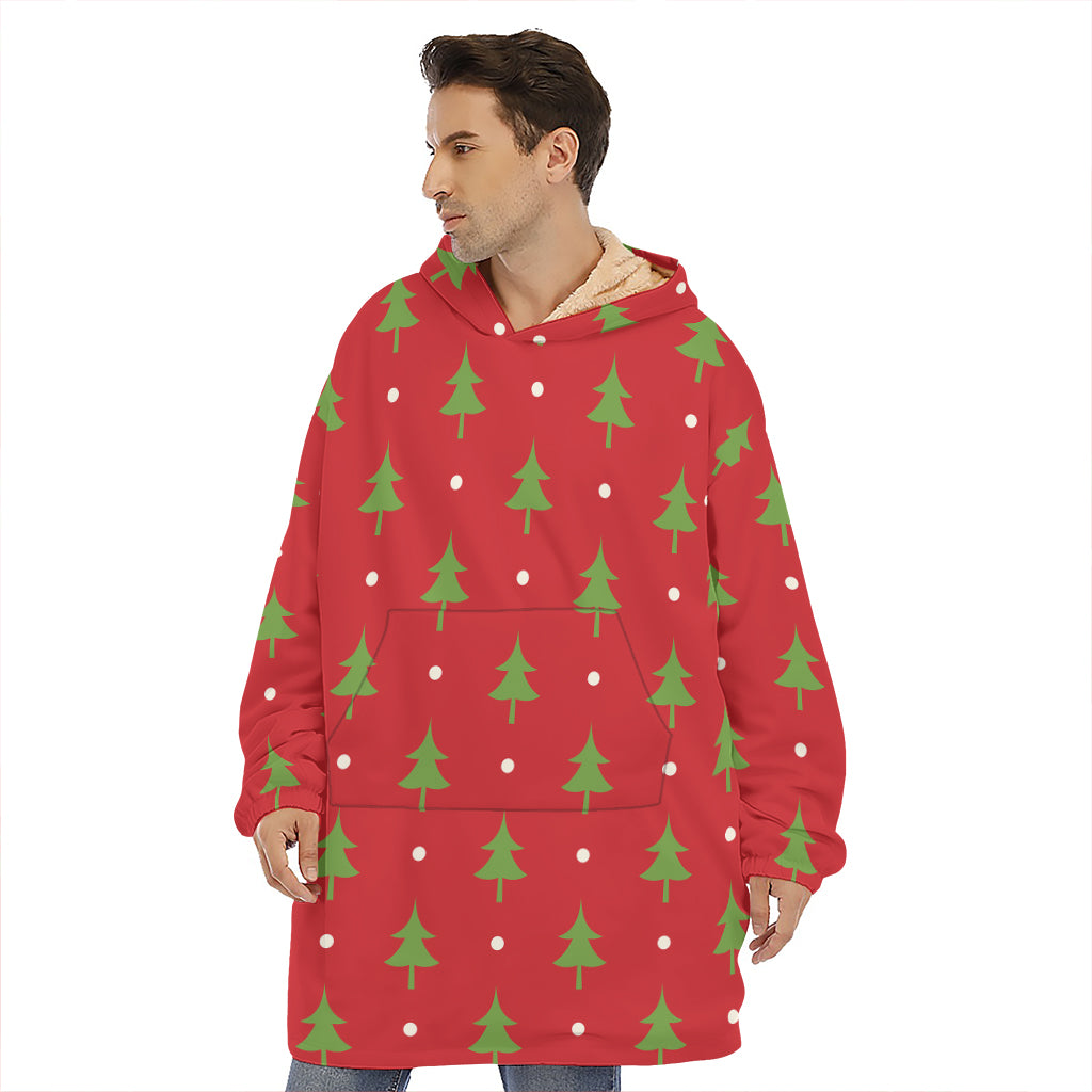Polka Dot Christmas Tree Pattern Print Hoodie Blanket