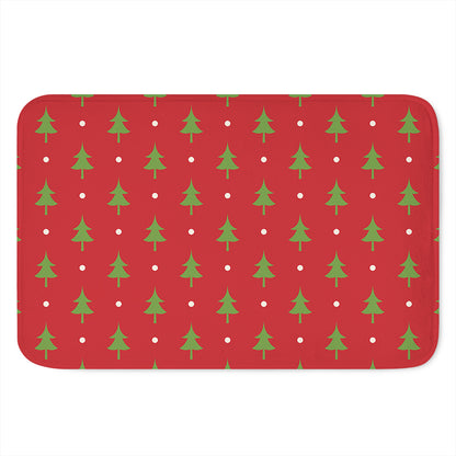 Polka Dot Christmas Tree Pattern Print Indoor Door Mat