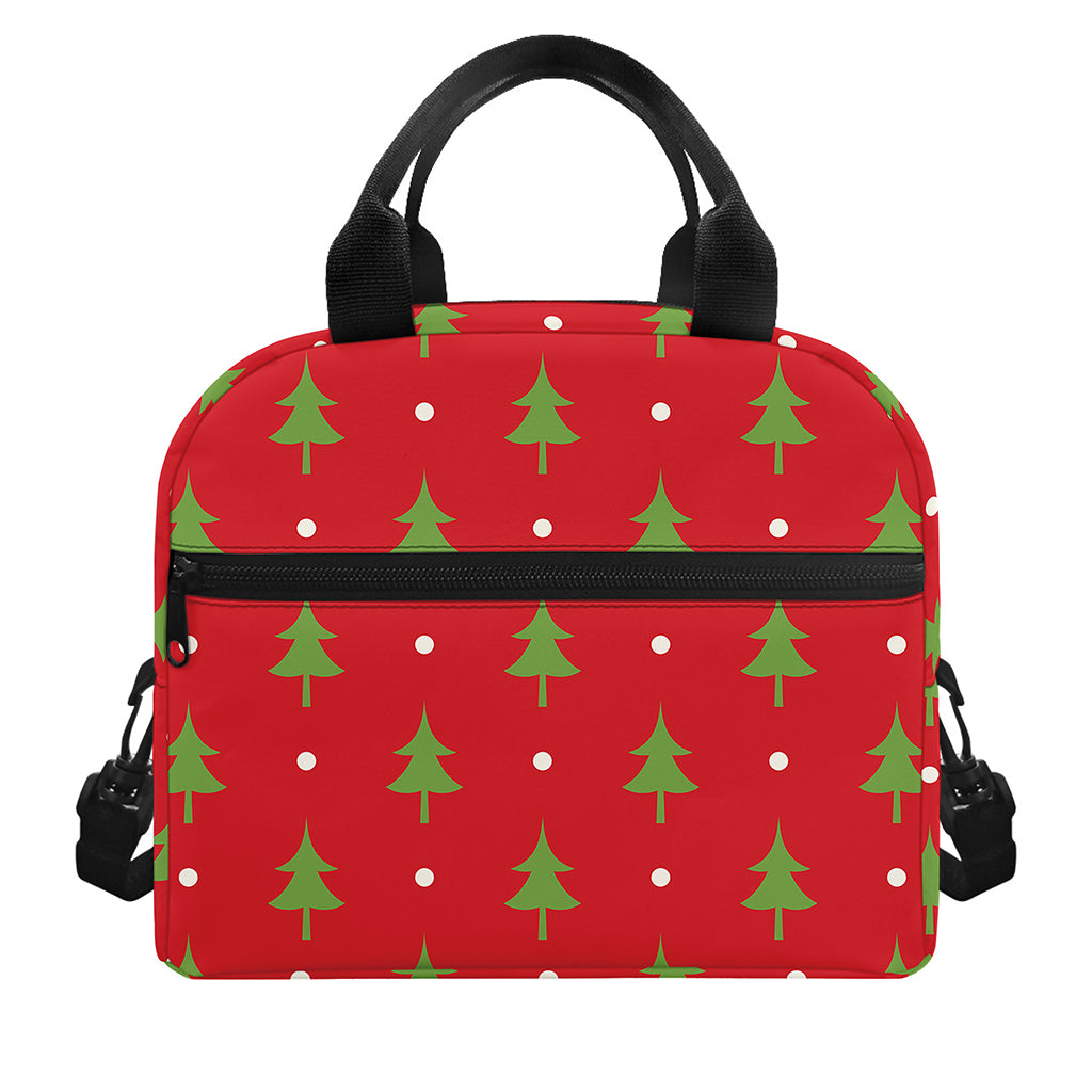 Polka Dot Christmas Tree Pattern Print Insulated Lunch Bag