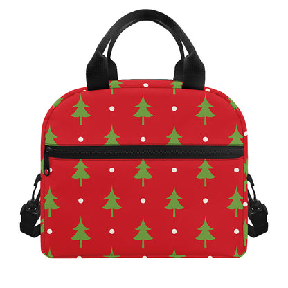 Polka Dot Christmas Tree Pattern Print Insulated Lunch Bag