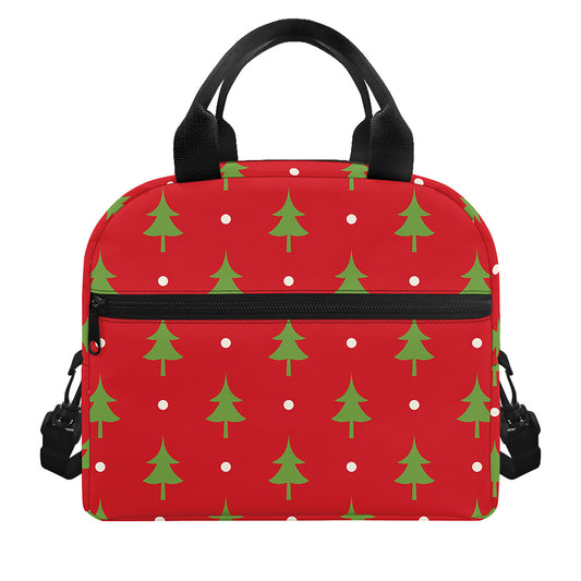 Polka Dot Christmas Tree Pattern Print Insulated Lunch Bag