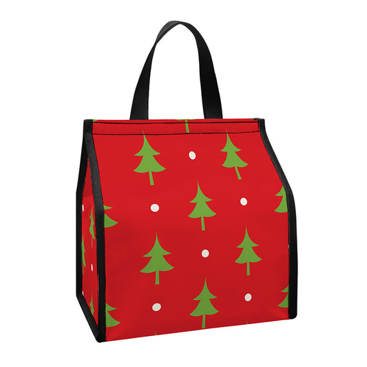 Polka Dot Christmas Tree Pattern Print Insulated Lunch Tote