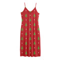 Polka Dot Christmas Tree Pattern Print Jersey Midi Cami Dress